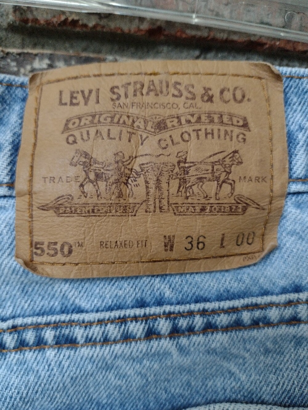 NOT FOR SALE  90's Levi's 550 Shorts Mens Sz 34 Relaxed Fit Blue Jean Orange - Picture 4 of 7